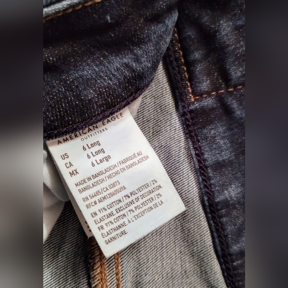 American Eagle sz 6 long skinny dark jeans - Picture 3 of 3